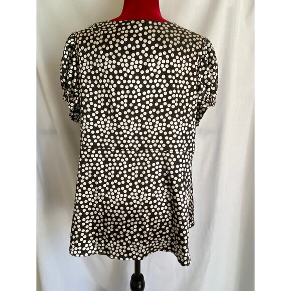 Jessica London 18W Short sleeved Top boho peasant black & white polka dots New - Picture 6 of 8